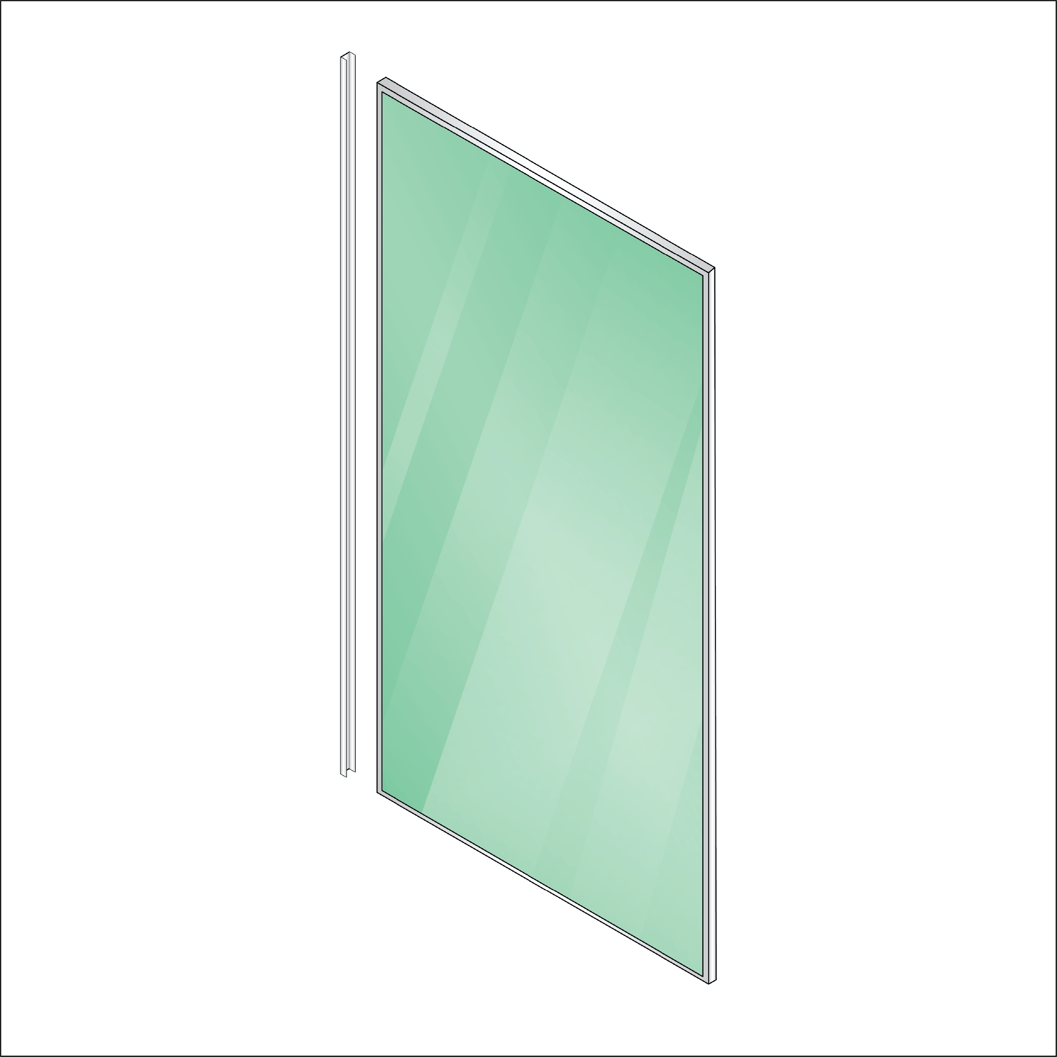 Aurora Framed Fixed Panel 1000mm (Bright Anodised)